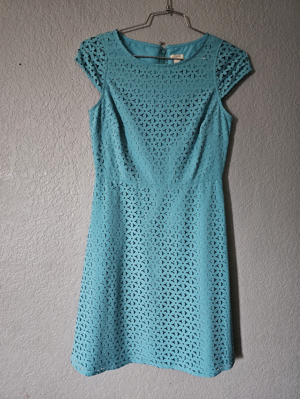 J. Crew Aqua Laser-Cut Fit & Flare Mini Dress